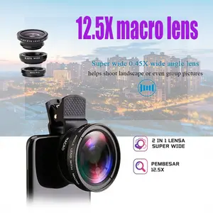 Lensa Kamera Eksternal HP / 2 In 1 lensa 12.5x Camera Super Wide Angle / Macro Smartphone Aksesoris