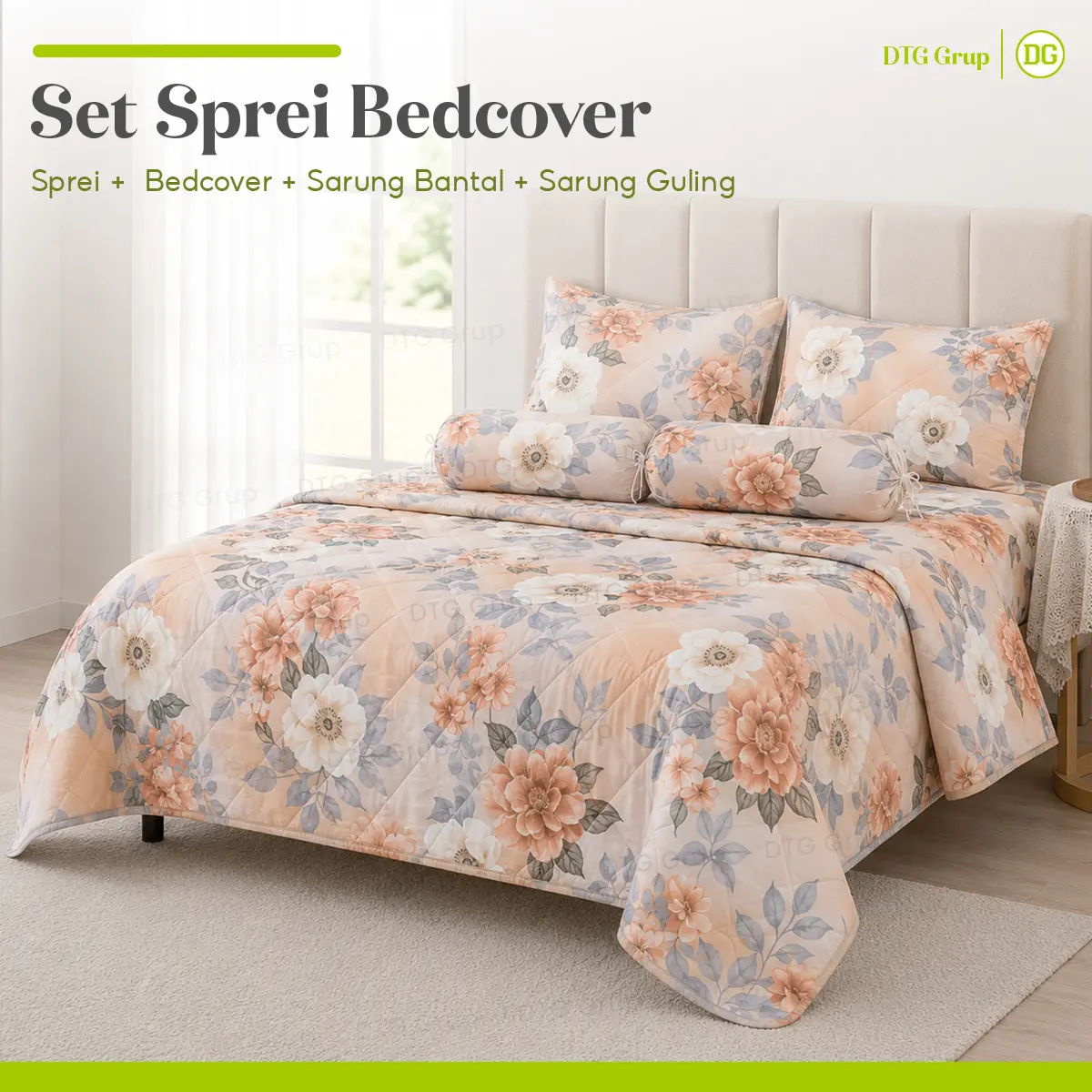DTG GRUP Set Bedcover Sprei Sarung Bantal Guling DAISY SERIES Bed Cover Set Spre 120x200 160x200 180x200 [10]