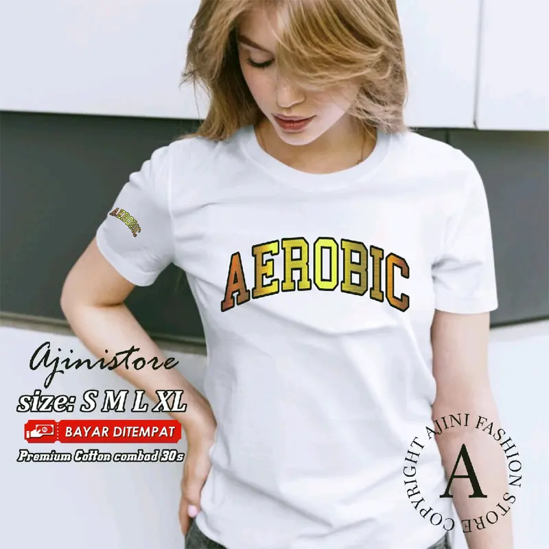 kaos aerobik baju atasan olahraga wanita terbaru kaos olahraga wanita kaos senam zumba atasan olah raga kaos aerobic katun combad 30s gold series Sport 1