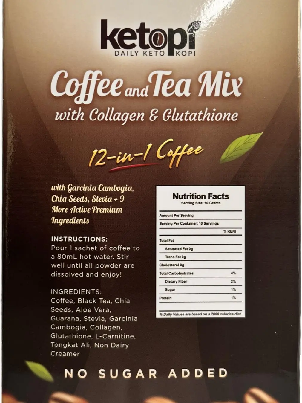 Ketopi] 12-in-1 Coffee and Tea Mix with Collagen and Glutathione