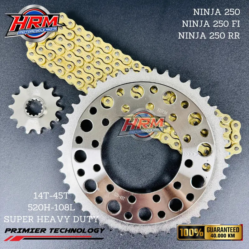 GEAR SET GIR SET RACING NINJA 250 SL MONO NINJA 250 FI 45T SILVER GOLD Motor Motorcycle 0