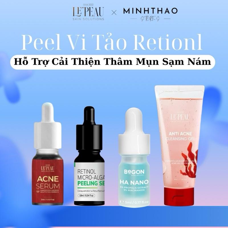 [01] PEEL DA VI TẢO RETINOL - Hỗ Trợ Tẩy Tế Bào Chết, Giảm Thâm Mụn Sạm Nám [ Tặng 1 Trong Những Quà Sau: Serum Mụn Diếp Cá 5ml, Serum HA 5ml, Sữa Rửa Mặt Vi Tảo 50ml - Le'Peau Chăm Sóc Da Skincare
