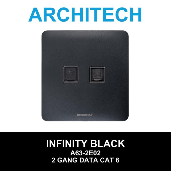 Gambar ARCHITECH INFINITY BLACK A63-2E02 Stop Kontak/JACK Data Cat6 -BLACK dari ARCHITECH INDONESIA Kota Administrasi Jakarta Utara Tokopedia