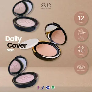 bedak daily cover SR12 atau bedak padat tahan lama Pengecil Pori-pori Kontrol Minyak Kulit Kering Hidrasi Soft Focus Hitam Kuning Langsat Powder Wajah Compact Waterproof compact powde long Lasting