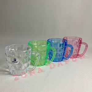 ￼(6 pcs) - Cangkir Mika Bening 425 ml, Gelas Poli Plastik Bening Berwarna, Gelas Plastik Mika Bening