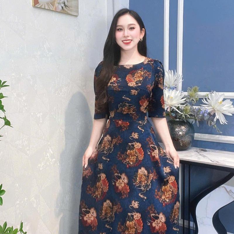 MÃ 965  : ĐẦM CỔ TRÒN DÁNG DÀI CC Nữ Women 5