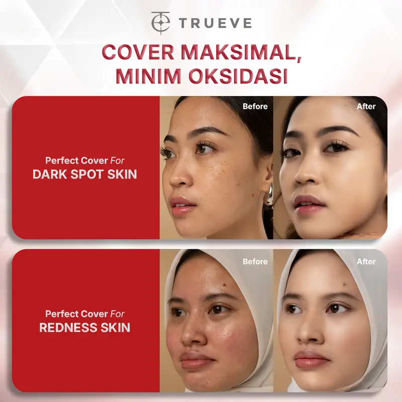 TRUEVE Radiant Hi-Cover Mesh Cushion - High Coverage Tahan Lama, Minim Oksidasi, Poreless Radiant Glow Finish, Skincare Kulit Normal Kulit Kering, Cover Blur (5X Ceramide + Snow Mushroom + Centella Asiatica) 7