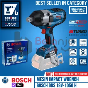 BOSCH Mesin Impact Wrench GDS 18V-1050 H Brushless Cordless 3/4" Unit Only 18V 1050 Nm Torque 1700 rpm Speed Selection Best Seller di Kategori GDS18V-1050H GDS 18V-1050H