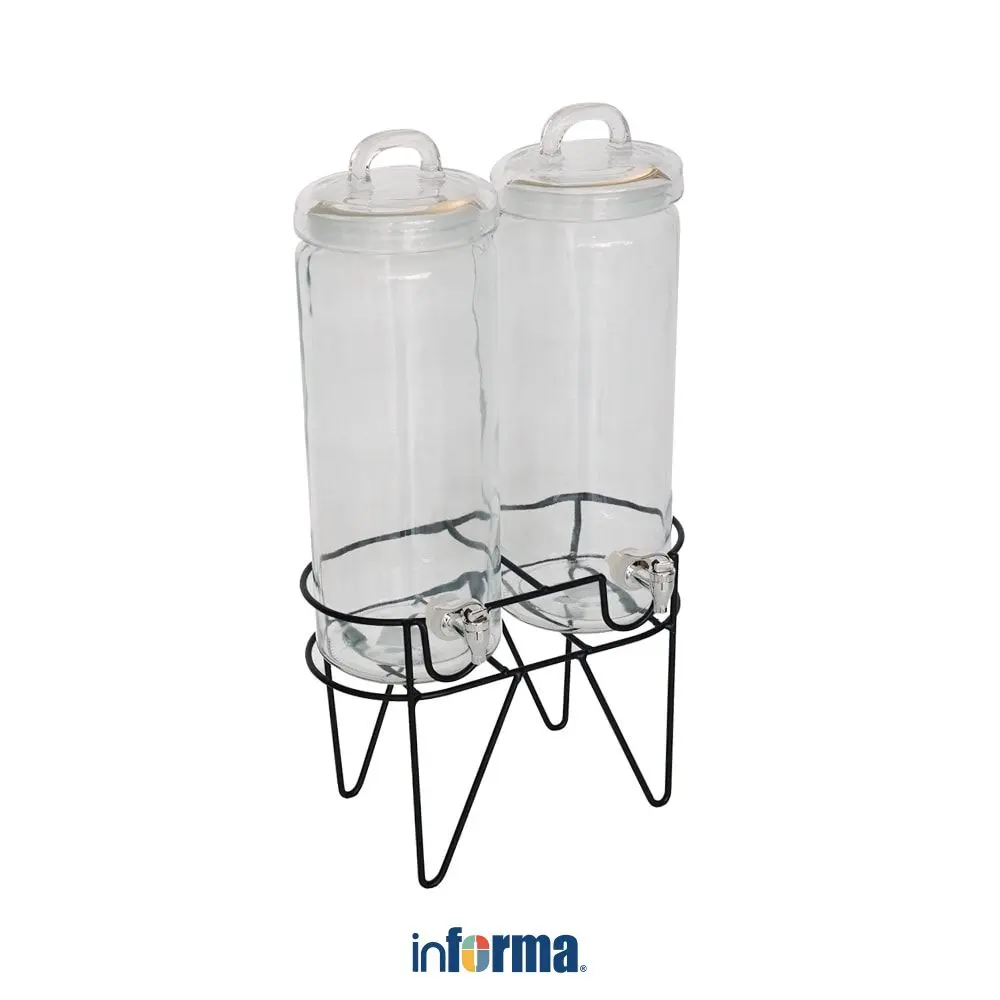 Informa Appetite 2.4 Liter Macy Dispenser Minuman Kaca Dengan Rak Transparan Drink Dispenser Wadah Minuman Beverage Jar Perlengkapan Prasmanan Tableware