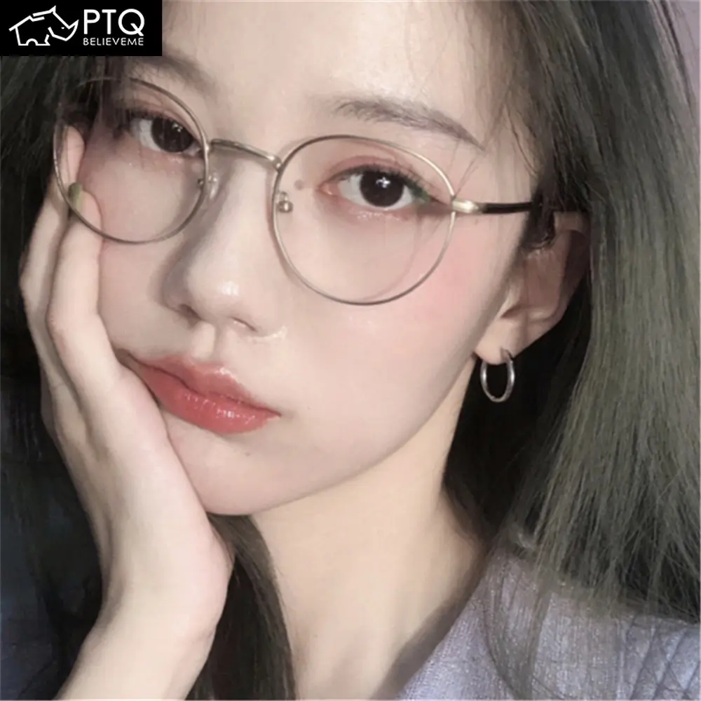 Kính Máy Tính Chống Bức Xạ Cho Nam Và Nữ, Kính Thời Trang, Gọng Kim Loại Tròn, Màu Đen, Vàng, Bạc, Mới, PTQ