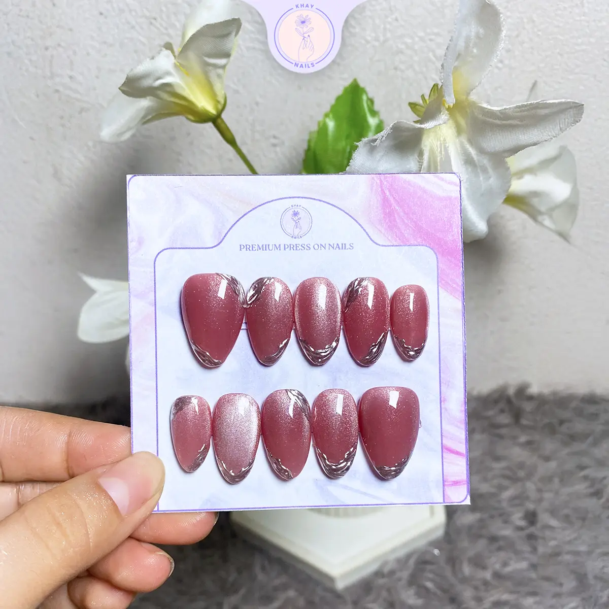 Kuku palsu/ nail art/ press on nails cat eye gopekceng emboss Free Toolkit