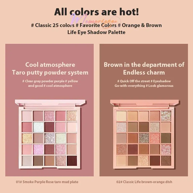 COD&Ready 25 Warna Eyeshadow Palette Matte Glitter Korean Makeup Pearlescent Mencerahkan Fine Flash Sequins 20 10 9 Shade Warna Nude Pink Biru Eye Shadow Palet Tahan Lama Impor 6