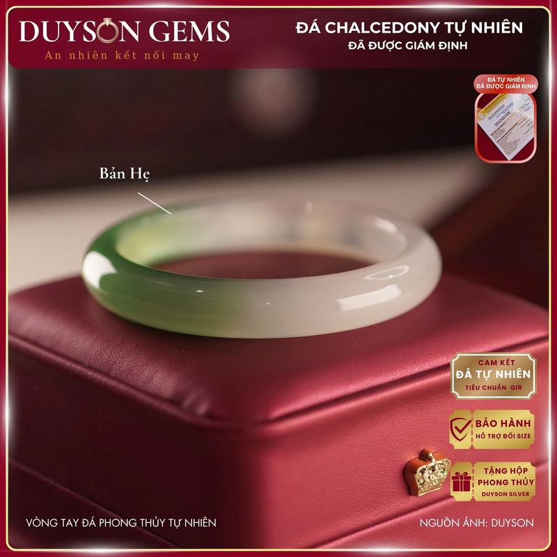  Vòng tay mã não trắng ánh xanh ngọc Bạch Nguyệt Quang BẢN HẸ nguyên khối khởi quang Duyson Gems 