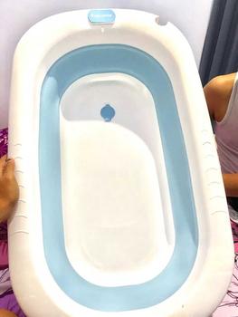 Product Review of ⚡SUBSIDI 80%⚡ APEXGLOW Bak Mandi Bayi Lipat Portable Dengan Pengukur Suhu & Bantal Mandi Foldable Baby Bath Tub Anti Slip Anti Tenggelam Baby Bath Helper from J**y K**l 3