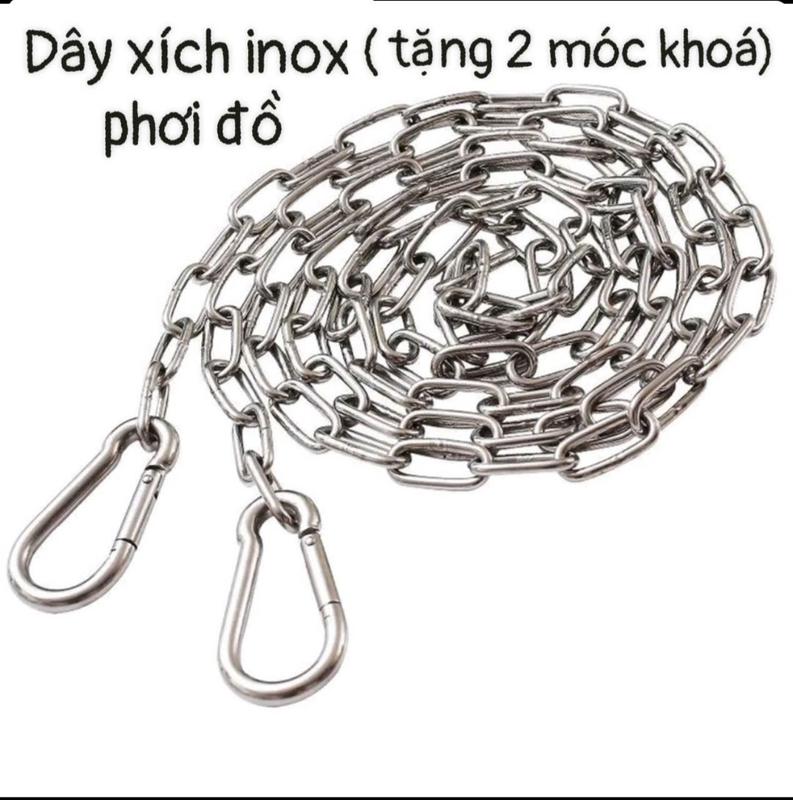  Dây xích inox 304 phơi đồ thông minh chống xô ,chống bay đò ,phơi ngoài nắng mưa chống han gỉ < kèm 2 móc khóa > phụ  kiện  giàn  phơi  thông  minh 