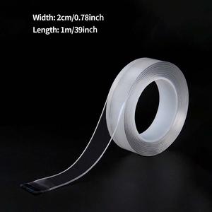 Cinta nano de doble cara, 1 rollo de cinta adhesiva transparente sin rastro reutilizable a prueba de agua, cinta adhesiva multifuncional para el hogar y la oficina