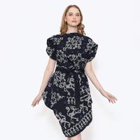 Gambar Etniq Craft Geraldine Assimetris Dress Tenun With Obi-Navy dari Batik Etniq Craft Kota Bekasi 5 Tokopedia