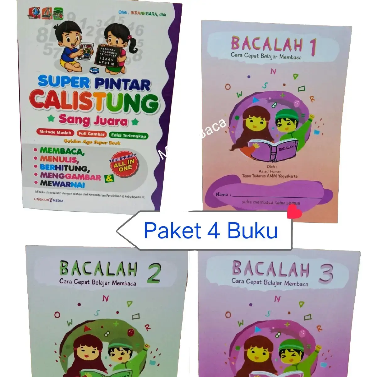 Paket 4 Buku Anak Bacalah Jilid 1 2 3 & Super Pintar Calistung Full Colour