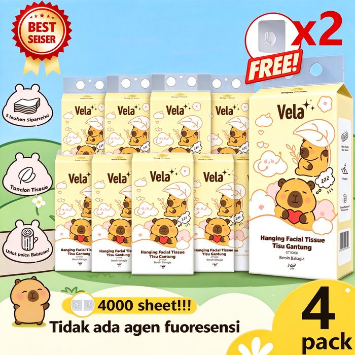 Promo [4 PACK 2 hook] 3 PLY, Vela Air-Cushion Tisu Muka Deluxe Lembut ...