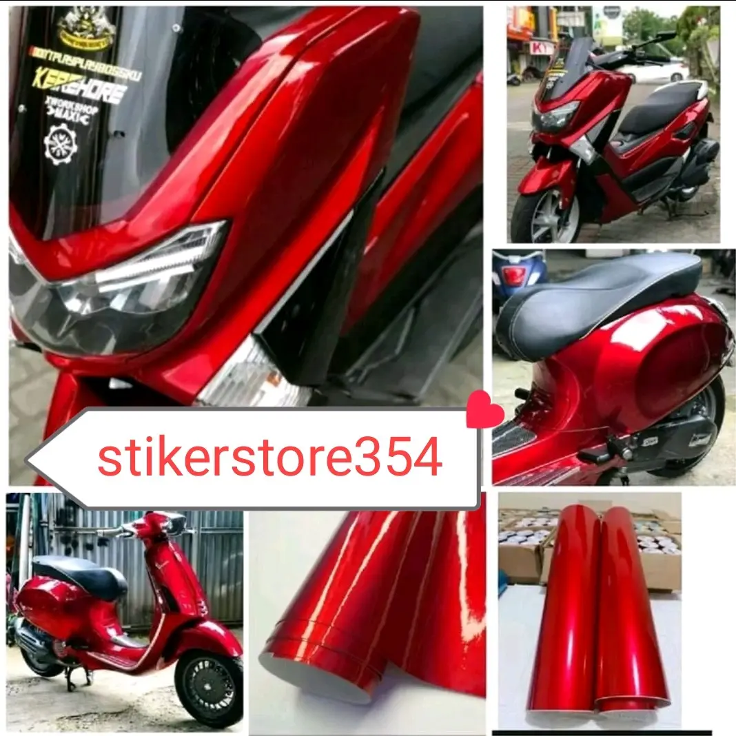 STIKER SKOTLET MERAH MAROON/MERAH CANDY METALIK FANCHI Kendaraan Motorcycle Motor