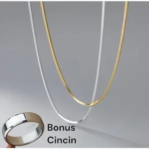 Bonus Cincin Kalung Titanium Model Rantai Belut Halus Kalung Titanium Stainles Stell Minimalis