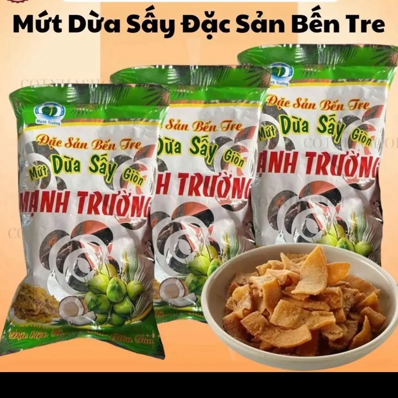 (Có Quà) Dừa Khô Bến Tre Miếng Nhỏ (Gói 110g và250g) Sấy Dòn Đặc Sản Bến Tre Ăn Vặt Snack Food