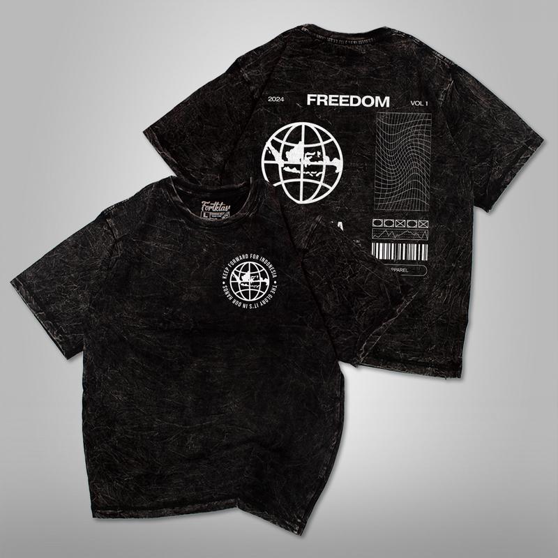 FortKlass Kaos Wash Snow FREEDOM Kaos 24S Reguler Pria Lengan Pendek Atasan Tshirt Distro Cowok Kaos Pria Kaos Polos Bigsize Oblong Baju 0