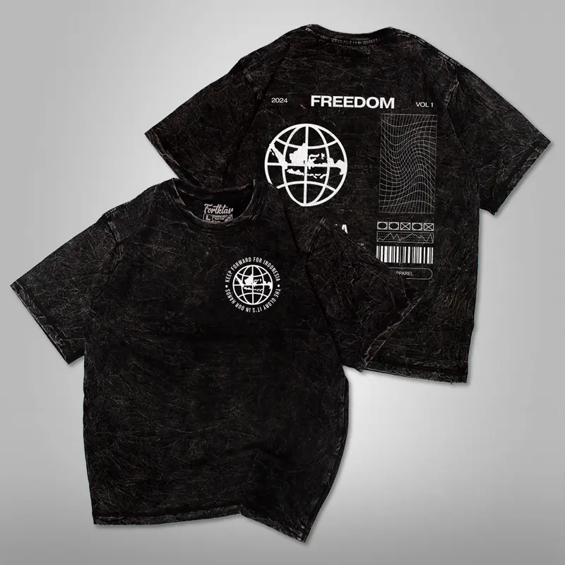 FortKlass Kaos Wash Snow FREEDOM Kaos 24S Reguler Pria Lengan Pendek Atasan Tshirt Distro Cowok Kaos Pria Kaos Polos Bigsize Oblong Baju 0