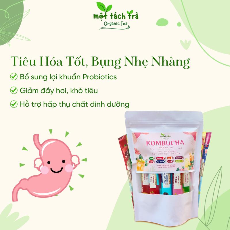 [TẶNG BÌNH] Trà Kombucha Mix Vị Chanh, Đào, Việt Quất, Táo, Lựu Thương Hiệu Bản F&B - Tặng BÌNH NGẪU NHIÊN 3