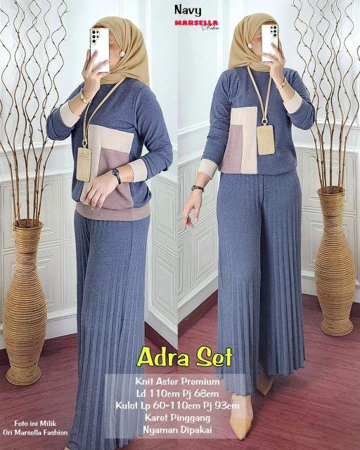 Product Introduction of Pakaian setelan wanita bahan knit aster import LD 110-120 cm lengan panjang celana kulot plisket nyaman dipakai bestseller Sandra set Adra set by Vensy marsella 11