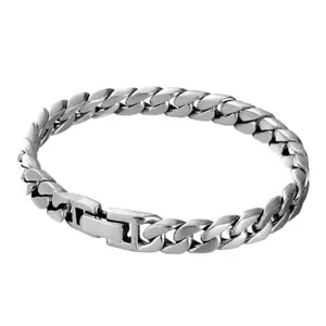 Gelang Rantai Titanium Pria Wanita Model Sisik Naga Kotak Kekinian Bahan Anti Karat Warna Silver Panjang 17-21 cm Lebar 7mm Cocok untuk Pria dan Wanita