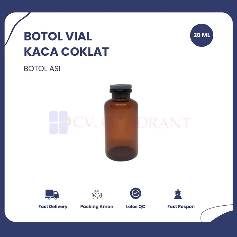 Botol Vial Kaca Coklat Tutup Karet / Botol ASI / Dapat disesuaikan 4