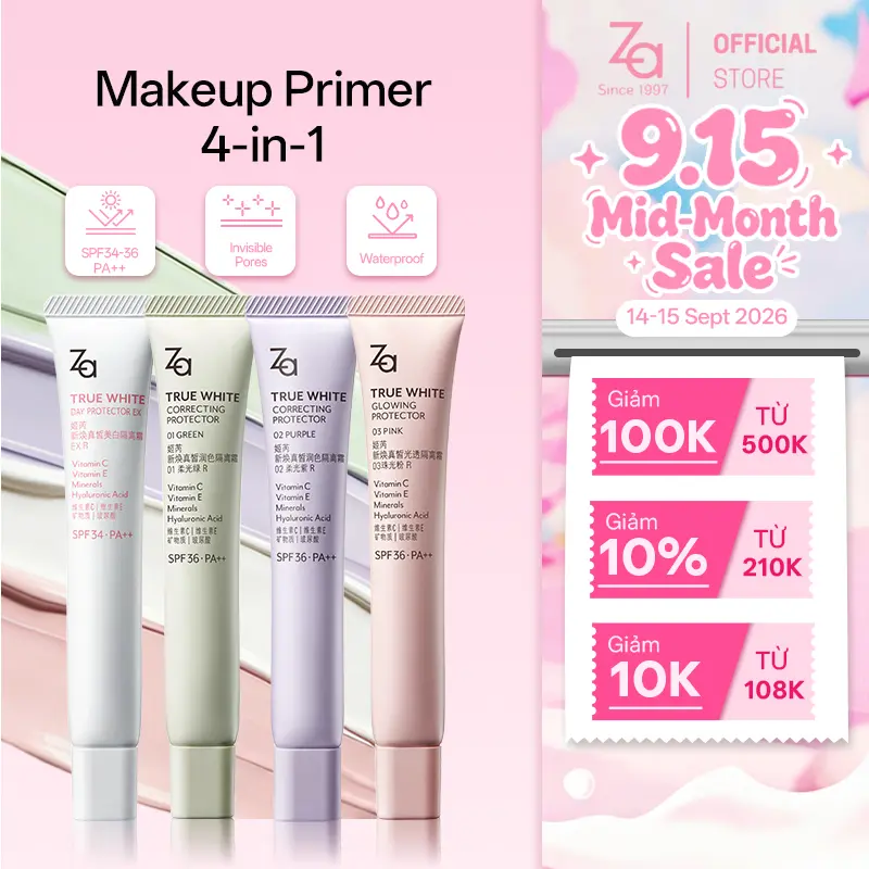 Kem Lót & Chống Nắng Za True White All-in-One 35g – Nâng Tông Kiềm Dầu Dưỡng Da Che Khuyết Điểm