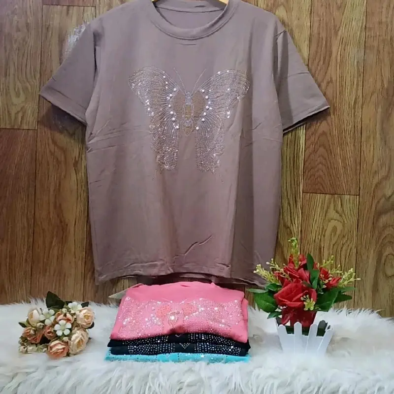KAOS ATASAN PENDEK WANITA CANTIK BEBITERY JUMBO XXL ( LD : 116 : 120 ) REALPIC 3