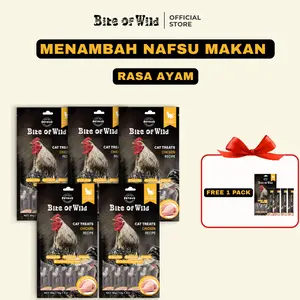 Bite Of wild - Paket Kombo 5 Camilan Kucing Rasa Ayam, Kelinci Dan Salmon Untuk Menambah Nafsu Makan Dan Mendukung Kesehatan Menyeluruh