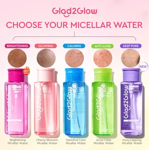 【Ready Stock】Glad2Glow Micellar Water Gather 1/2/3pcs 300ml Mugwort Salicylic Acid Acne Clear Yuja Vitamin C Glow Boosting Tremella Panthenol Sensitive Care Barrier  sensitif Untuk Kulit Berjerawat Pembersih Wajah Make Up Remover Cleansing Water dan