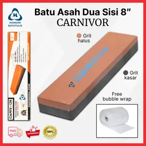 Batu Asah 2 Sisi CARNIVOR 8" Inch - Batu Asah Pisau - Asahan Pengasah Pisau Grit Kasar Halus FREE bubble