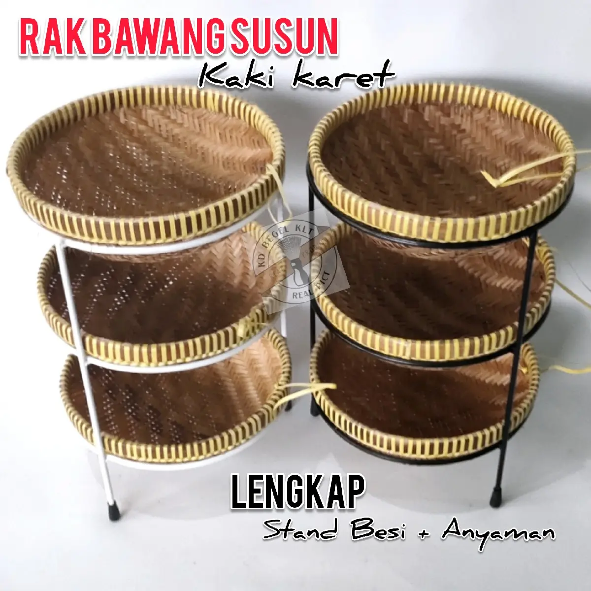 rak bawang susun kalo B | rak bumbu dapur | tempat bumbu Besi plus anyaman