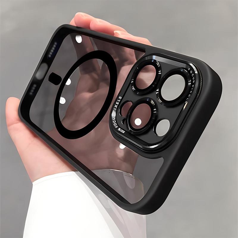 【Ưu đãi có thời hạn Ốp lưng điện thoại ống kính kim loại Ốp lưng silicon trong suốt Chống sốc và chống rơi từ tính Bảo vệ ống kính Ốp lưng điện thoại Thiết kế đẹp mắt Tương thích với iPhone 11 12 13 14 15 16 17 Air Pro Max và Plus T006