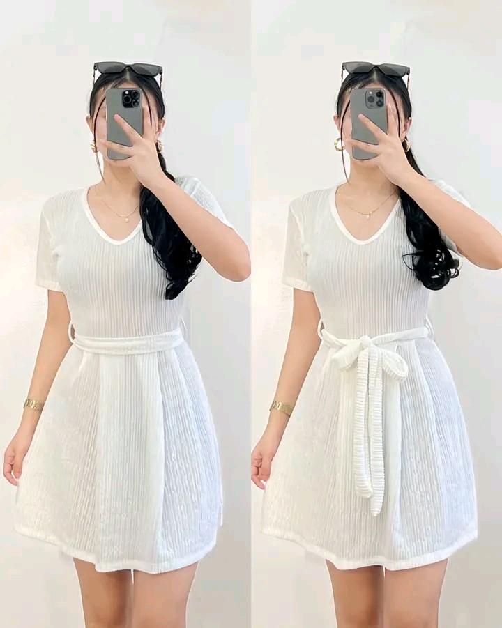 Product Introduction of RISHI PLAIN BELTED DRESS FABRIC BARKCREPE  FIT SMALL TO SEMI LARGE Casual 8