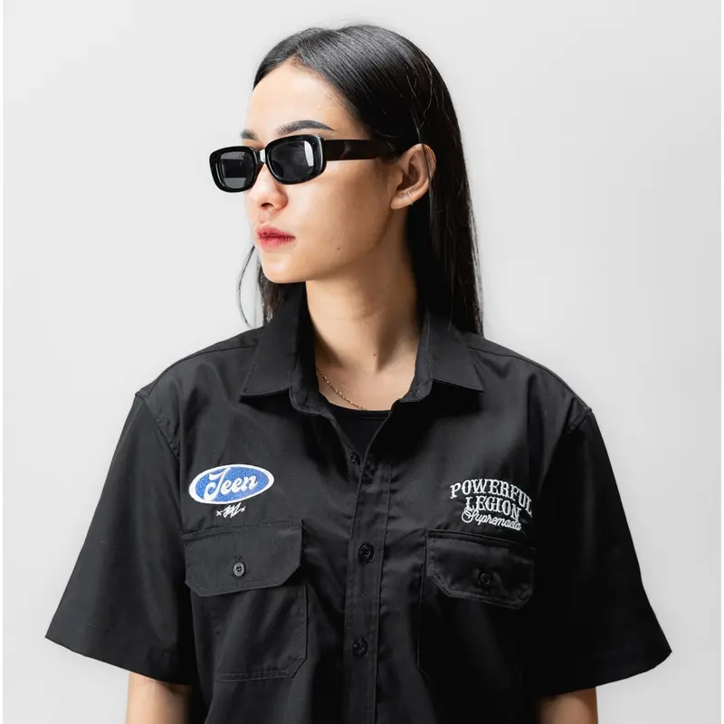 JEEN ORIGINAL - Kemeja Workshirt Lengan Pendek Full Bordir Casual Atasan Baju Cowok 3
