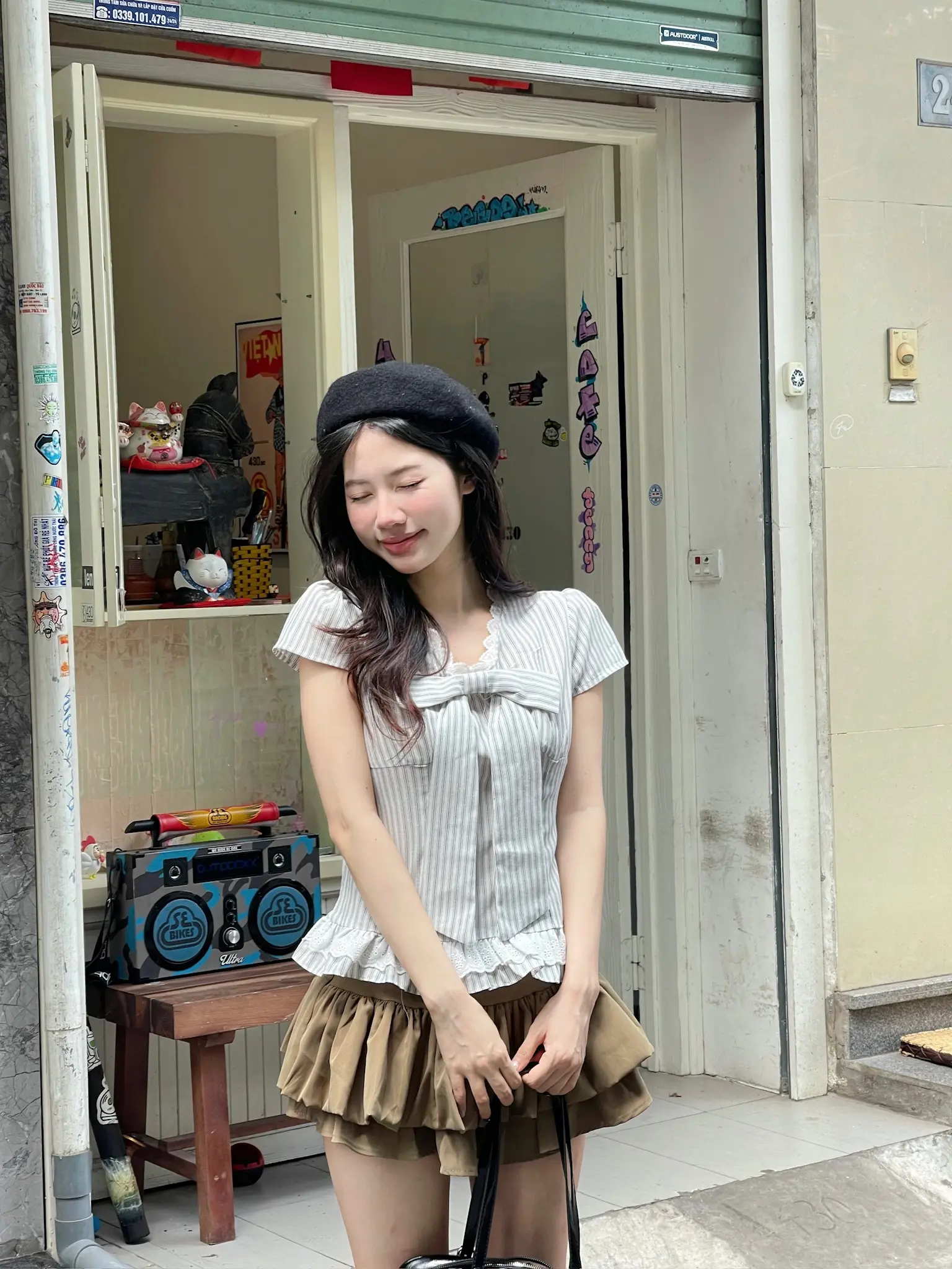 Áo sơ mi kẻ sọc cổ tim phối ren kèm nơ xinh xắn, Áo kiểu bèo gấu dễ thương thời trang hè - 29feb.closet - A560 | BigBuy360 - bigbuy360.vn Áo sơ mi kẻ sọc cổ tim phối ren kèm nơ xinh xắn, Áo kiểu bèo gấu dễ thương thời trang hè - 29feb.closet - A560 | BigBuy360 - bigbuy360.vn