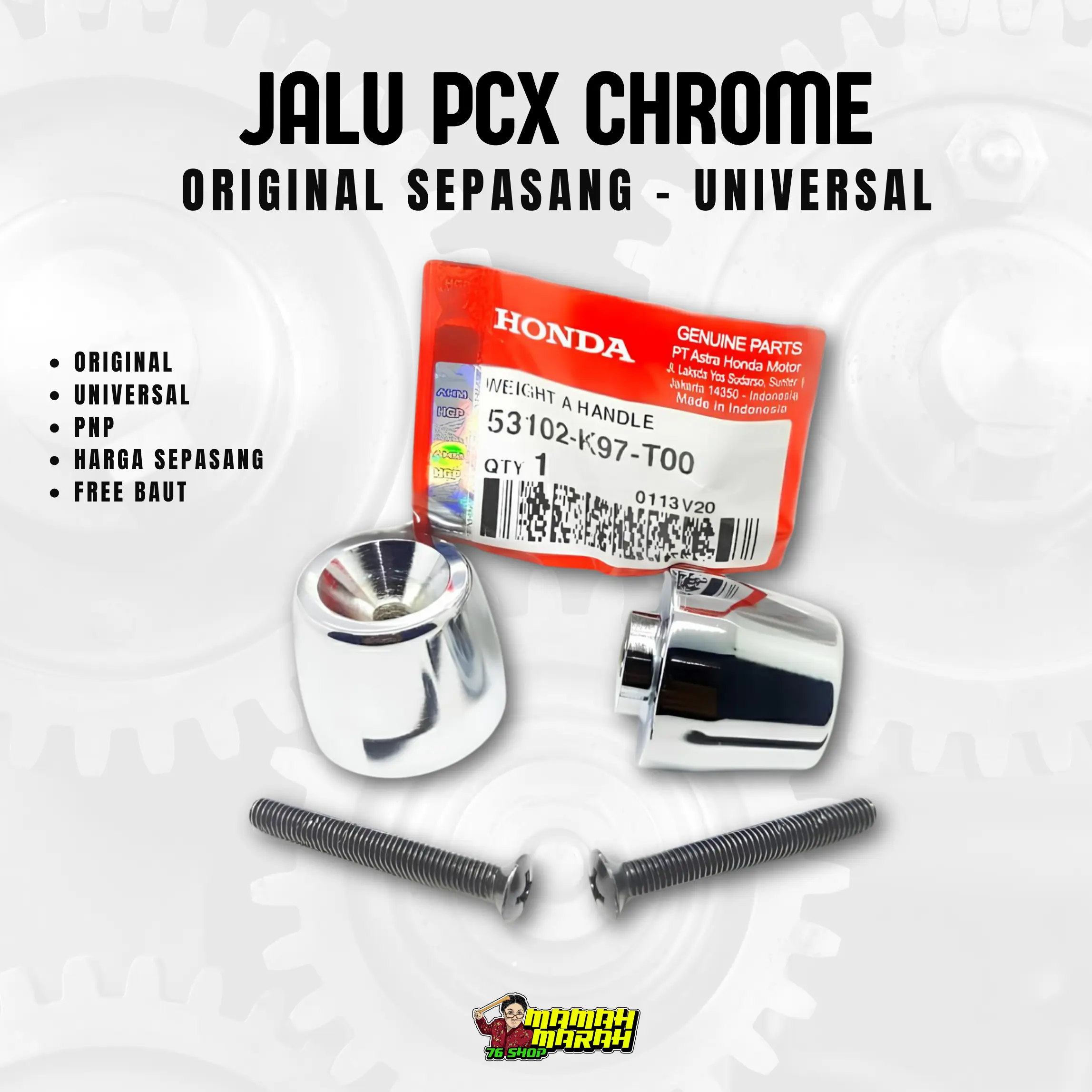 Jalu Bandul Stang PCX 150 Vario Beat scoopy CBR Universal Original 53102 K97 T00 Chrome Weight Jalu Pcx universal