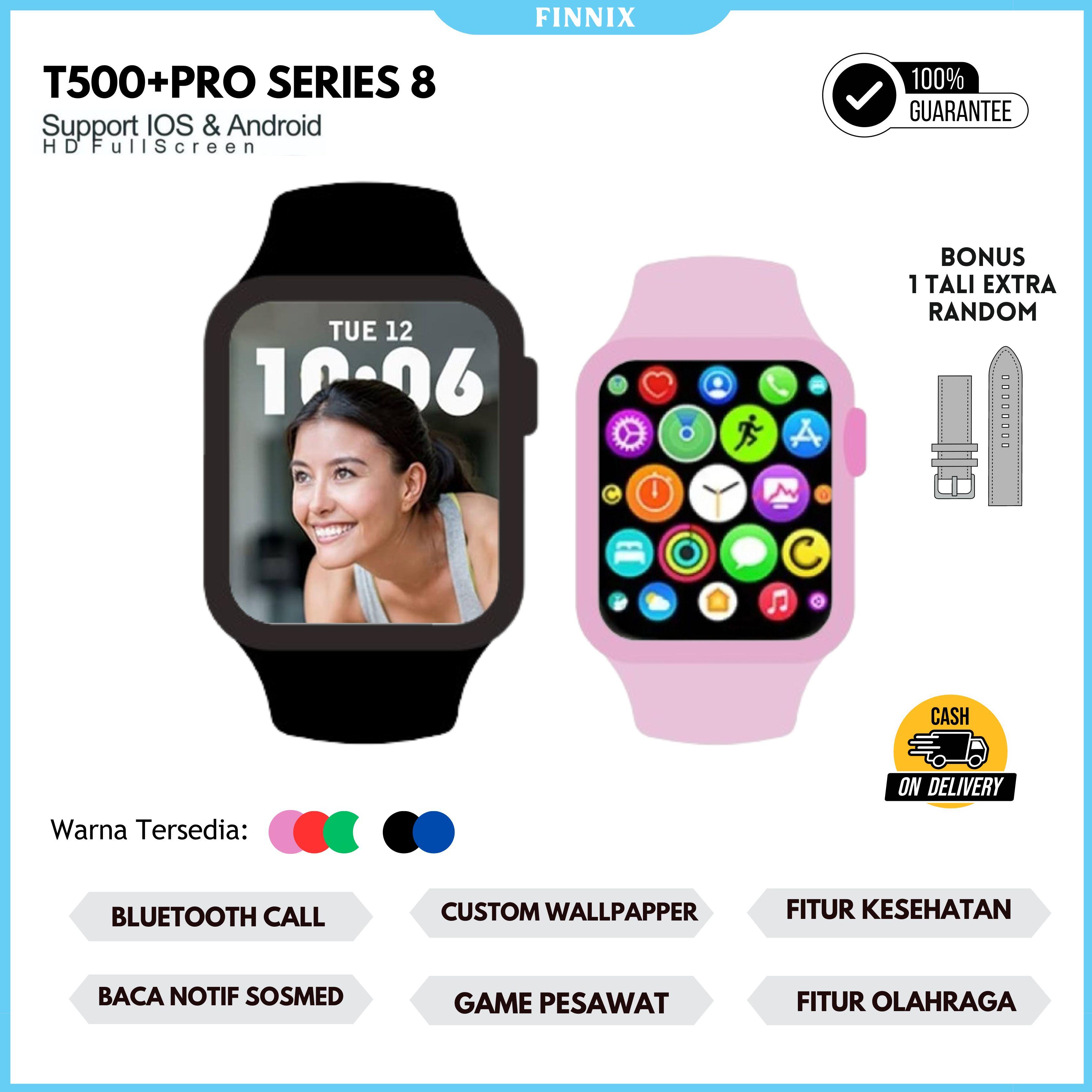 Smart Watch Series 8 T500+ Pro Full Layar Anti Air Ada Game, Kalkulator,Bisa Teleponan,Bisa Custom Wallpapper dll