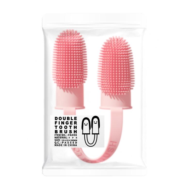 Product Introduction of Pet Double-Finger Toothbrush 135º Surround Bristles for Easy Teeth Cleaning Dental Care for Puppies Cats Small Pets 12