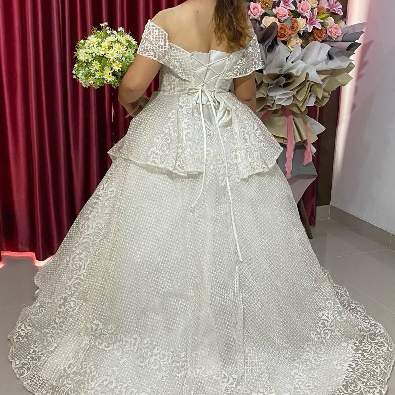 Gaun Pengantin Sabrina Mewah untuk Wanita - Dress, Pesta, Panjang 4