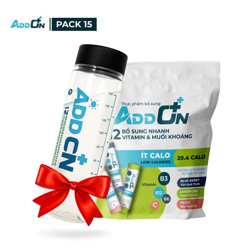  ADDON Pack 15 gói Bột điện giải thể thao ít calo bù nước bổ sung muối khoáng hỗ trợ phục hồi 