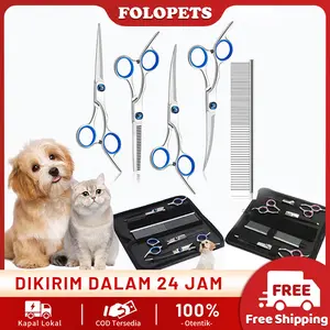 FOLOPETS Set Gunting Grooming Hewan Profesional Stainless Steel 6 Inci untuk Anjing dan Kucing