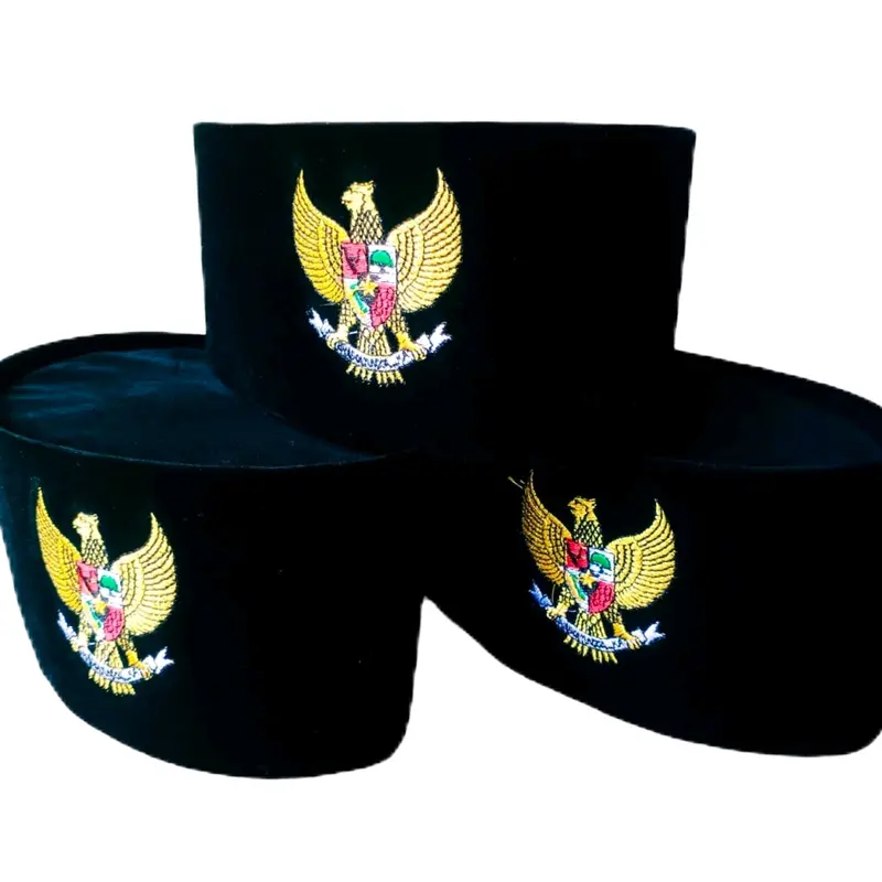 PECI LOGO GARUDA, Peci Presiden Exlusive, Songkok Hitam Nasional Tinggi 9 cm 0