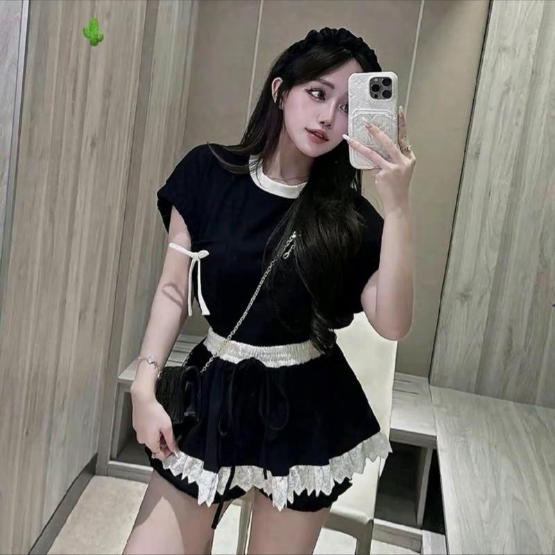 SÉT ĐỒ KIỂU TÁCH RỜI ÁO NỮ CÁNH DƠI MIX CHÂN VÁY XOÈ BÈO PHONG CÁCH TIỂU THƯ -H30 0